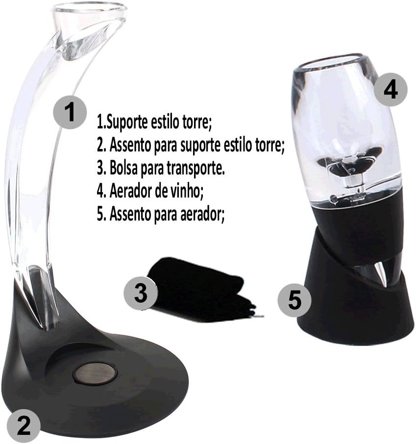 Decanter de Vinho aerador Magic Deluxe 5 peças - Commerce Brasil